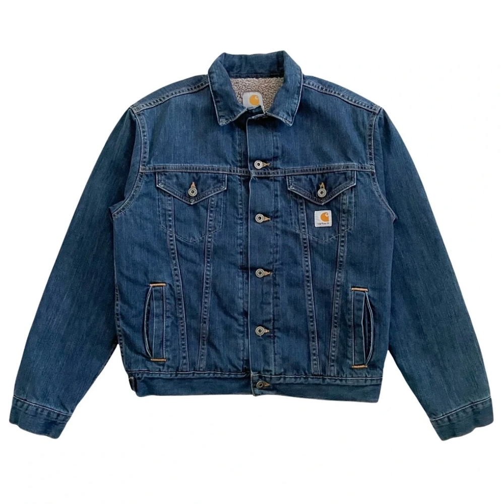 Men's Carhartt Sherpa Lined Denim Jacket Size Medium